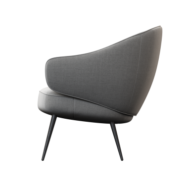 Beyaz arkaplanda izole edilmiş gri koltuk, 3 boyutlu görüntüleme