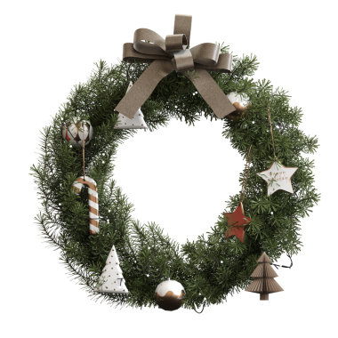 Şenlikli Noel çelengi. 3 boyutlu görüntüleme. 3B Görüntü