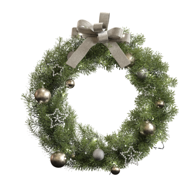 Şenlikli Noel çelengi. 3 boyutlu görüntüleme. 3B Görüntü