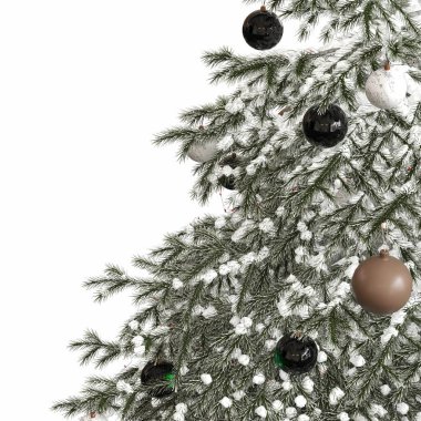 Dekorasyonlu Noel ağacı beyaz arka planda izole edilmiş