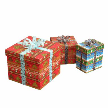 Beyaz arka planda hediye kutuları.