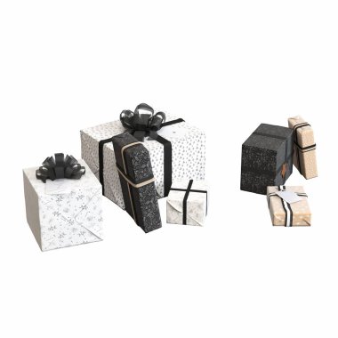 Beyaz arka planda hediye kutuları.