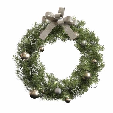 Beyaz arkaplanda Noel çelengi