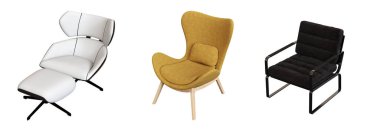 Koltuk koleksiyonu, mobilyaların gerçekçi 3D sunumu