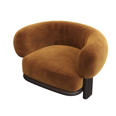 Kahverengi koltuk beyaz arkaplanda izole edilmiş, 3D görüntüleme