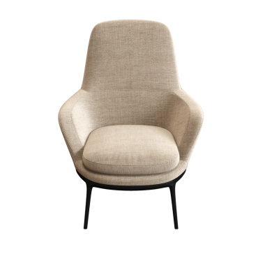 beyaz arkaplanda izole edilmiş bej koltuk, üç boyutlu görüntüleme