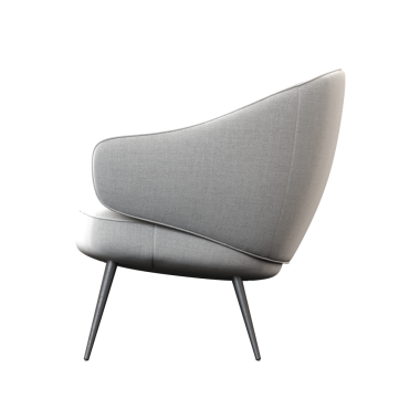 Beyaz arkaplanda izole edilmiş gri koltuk, 3 boyutlu görüntüleme