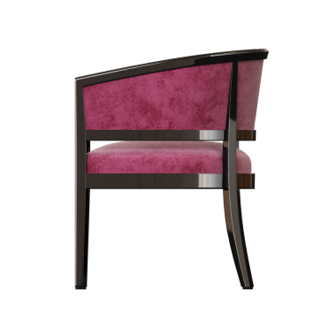 Beyaz arka planda izole edilmiş pembe koltuk, 3 boyutlu görüntüleme