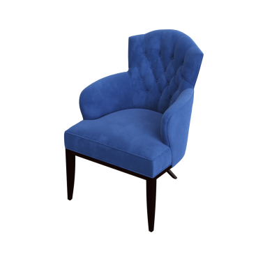 Beyaz arkaplanda izole edilmiş mavi koltuk, 3 boyutlu görüntüleme