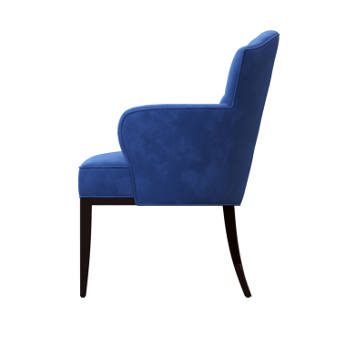 Beyaz arkaplanda izole edilmiş mavi koltuk, 3 boyutlu görüntüleme