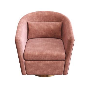 Beyaz arka planda izole edilmiş pembe koltuk, 3 boyutlu görüntüleme