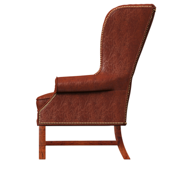 Koyu kırmızı koltuk beyaz arkaplanda izole edilmiş, 3D görüntüleme