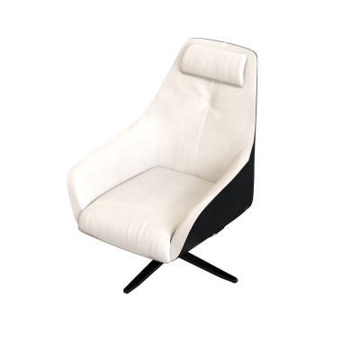 Beyaz arkaplanda izole edilmiş beyaz koltuk, üç boyutlu görüntüleme