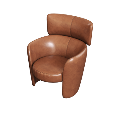 Kahverengi deri koltuk beyaz arka planda izole edilmiş, 3D görüntüleme