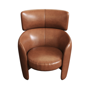 Kahverengi deri koltuk beyaz arka planda izole edilmiş, 3D görüntüleme