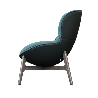 Beyaz arkaplanda izole edilmiş mavi koltuk, 3 boyutlu görüntüleme