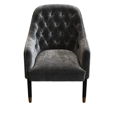 Koyu gri koltuk beyaz arkaplanda izole edilmiş, 3D görüntüleme