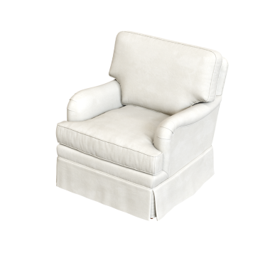 Beyaz arkaplanda izole edilmiş beyaz koltuk, üç boyutlu görüntüleme