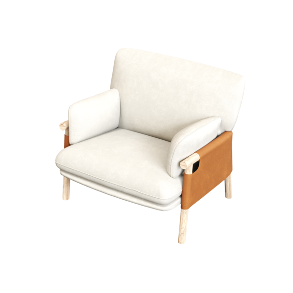 white armchair isolated on white background, 3d rendering