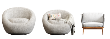 Koltuk seti, mobilyaların gerçekçi 3D görüntüsü.