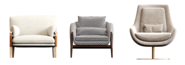 Koltuk seti, mobilyaların gerçekçi 3D görüntüsü.