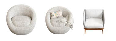 Koltuk seti, mobilyaların gerçekçi 3D görüntüsü.