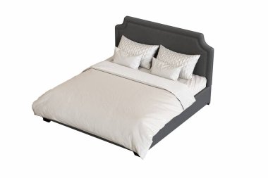 Beyaz arka planda uyku ve yastık için modern konforlu yatak