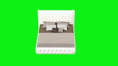 Yeşil zemin üzerinde beyaz bir kutunun 3 boyutlu canlandırması