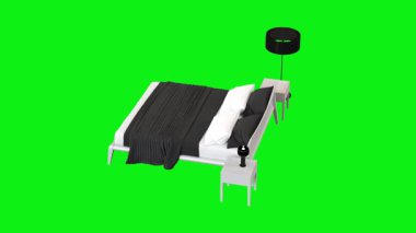 Yatağı olan bir odanın modern iç tasarımı.