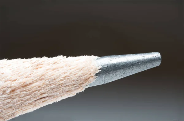 Extrémní Makro Detail Hrotu Tužky Broušeným Grafitovým Olovem Začínající Dřevěnou — Stock fotografie