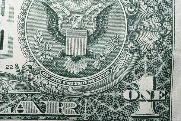 Extreme Close Detail Emblem One Dollar Banknote Clearly Visible American — Stock Photo, Image