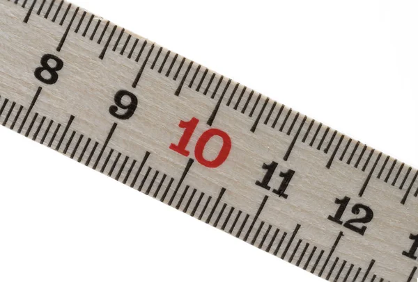 Macro Close Partial View Measuring Scale Wooden Meter Rule Folding — 图库照片