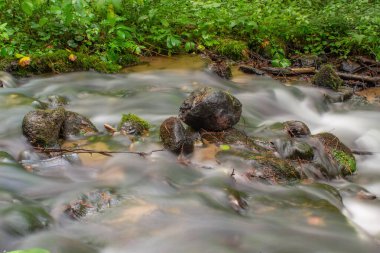 Stream water flowing through stones clipart