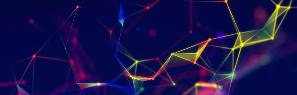Colored polygonal structure. Beautiful illustration with connected dots and lines. Digital network background. 3D rendering