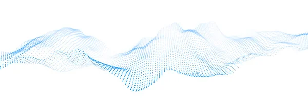 Синя Хвиля Потокових Частинок Білому Тлі Абстрактний Фон Динамічними Елементами — стокове фото