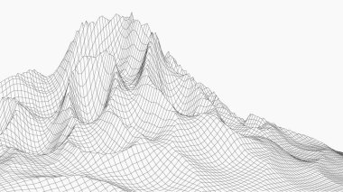 Kablo çerçeveli peyzaj. Beyaz arka planda ayrıntılı satırlar. Vektör çizimi. EPS 10