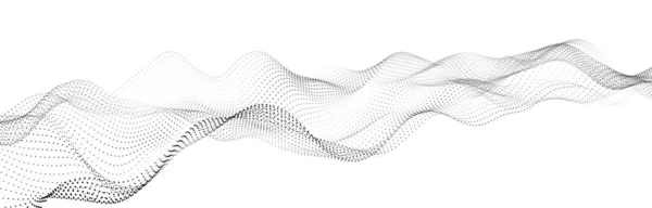 白い背景に流れる粒子の波 波や点の動的要素を持つ抽象的な背景 3Dレンダリング — ストック写真