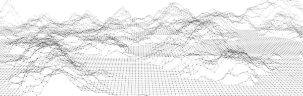 用连点和线进行抽象说明 数字网络背景 景观网格 3D渲染 — 图库照片