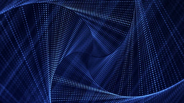 Wireframe Tunnel Abstract Space Dots Lines Perspective Mesh Background Network — Stock Photo, Image