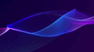 Güzel dalga. Noktaların dalga hareketi. Bilim, teknoloji, iş dünyası, uzay kavramı. Döngülü animasyon 4K