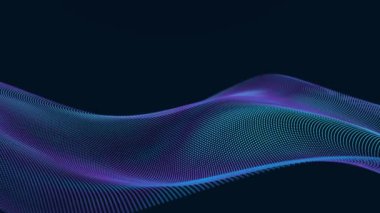 Güzel dalga. Noktaların dalga hareketi. Bilim, teknoloji, iş dünyası, uzay kavramı. Döngülü animasyon 4K