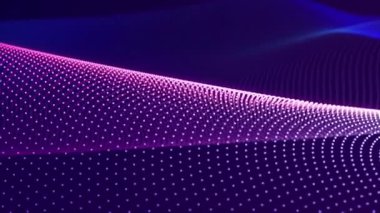 Müzik dalgası. Noktaların dalga hareketi. Bilim, teknoloji, iş dünyası, uzay kavramı. Pankart, duvar kağıdı. Üç boyutlu. 4k