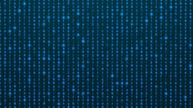 Soyut matris. Bilgisayar kodu. Birçok numaranın koyu arkaplanı. Büyük veriler ve siber güvenlik. 3d oluşturma