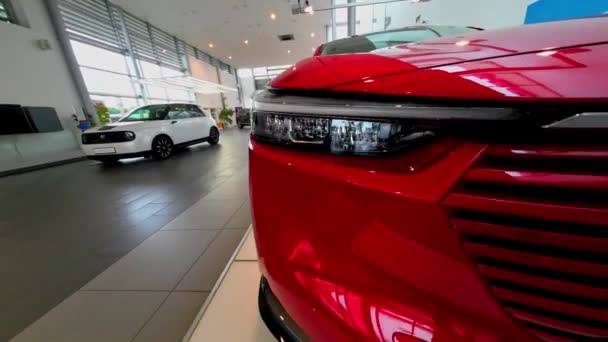 Honda Hybrid Červená Barva 2022 Uvolnění Autosalonu Honda Lotyšsku Pohled — Stock video