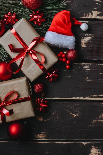 Top Vue Photo Christmass Flatlay Coffrets Cadeaux Jouets Sapin Noël — Photo