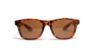 Sunglasses with leopard print and orange lenses isolated on white background. High quality photo clipart