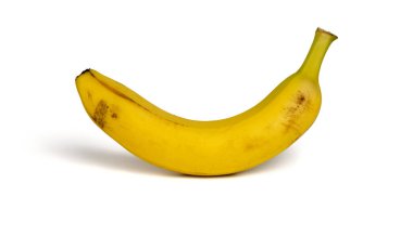 Beyaz arka planda gölgeli tek bir olgun muz. Yüksek kalite fotoğraf