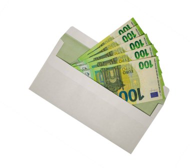 Beyaz zarf ve beyaz banknotlar. Yüksek kalite fotoğraf