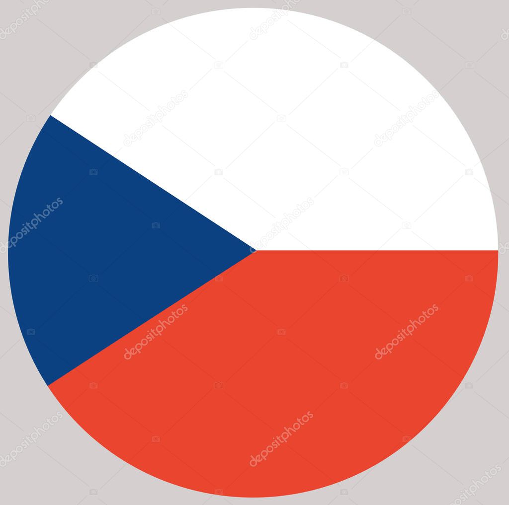 Czech Republic round flag. Bohemia shape button banner. Circular Czechia national flag in circle. High quality photo