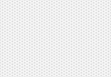 Isometric ızgara, kare ızgara. Defter sayfası boş. Siyah çizgi rehberleri. Eğitim ve okul için defter yapımı için matematiksel tipografi kalıbı. Yazdırılabilir 3 boyutlu perspektif arkaplanı. Vektör illüstrasyonu